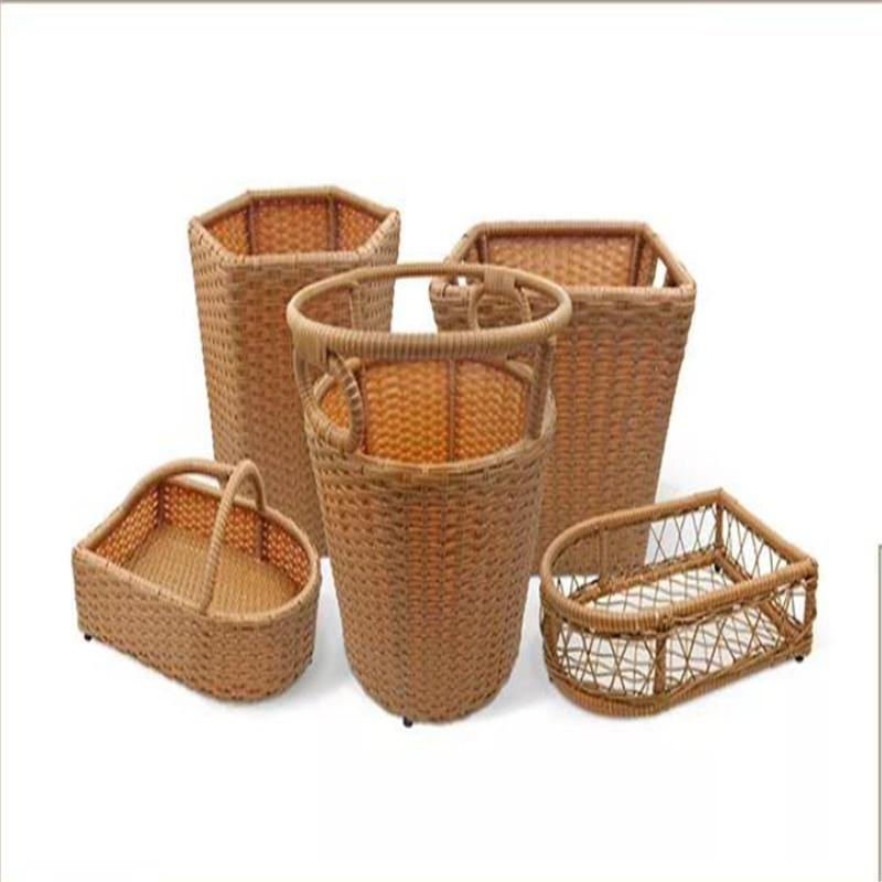 Shenone Hotel Top Sell Antique White and Grey Natural Rattan Clothes Basket